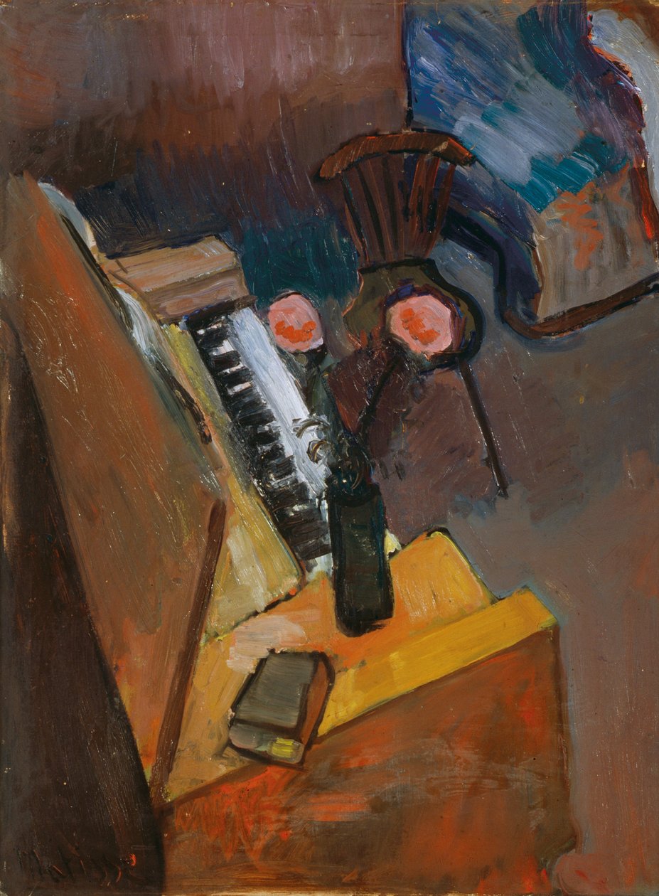 Interior de harmónio, c.1900 (óleo sobre cartão) de Henri Matisse