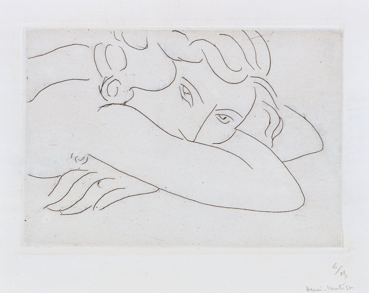 Cabeça e braços de um nu reclinado (água-forte) de Henri Matisse