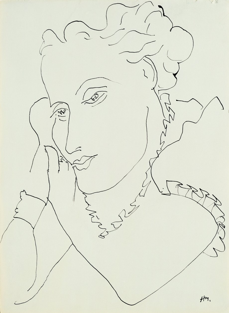 Cabeça de uma mulher, mãos contra a bochecha de Henri Matisse
