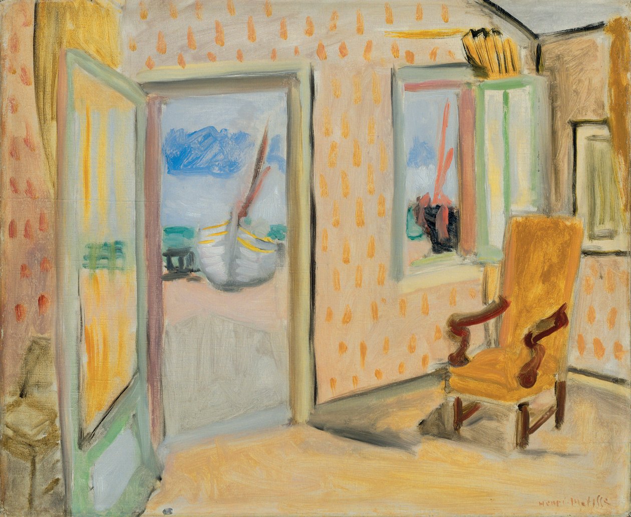Interior, porta aberta, c.1920-1921 (óleo sobre tela) de Henri Matisse