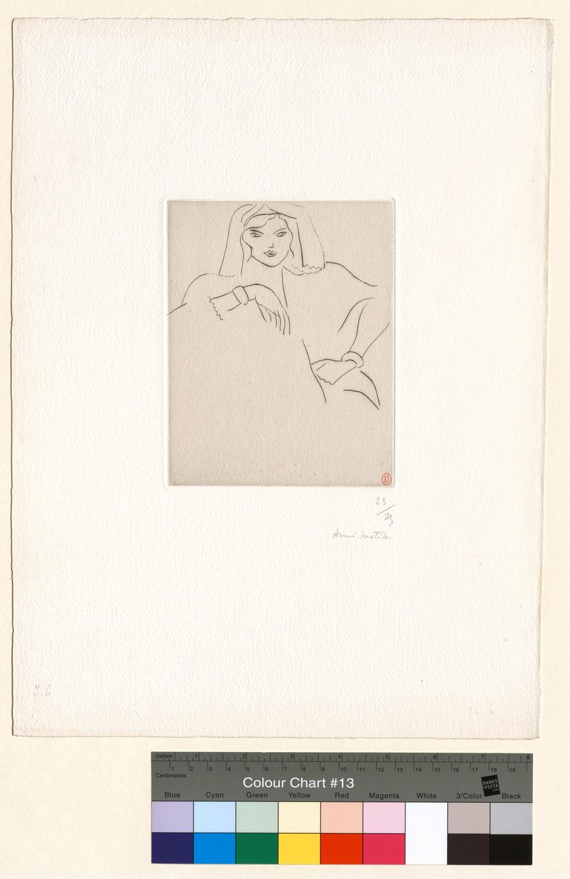 Jovem deitada com os cotovelos apoiados, com um véu na cabeça de Henri Matisse