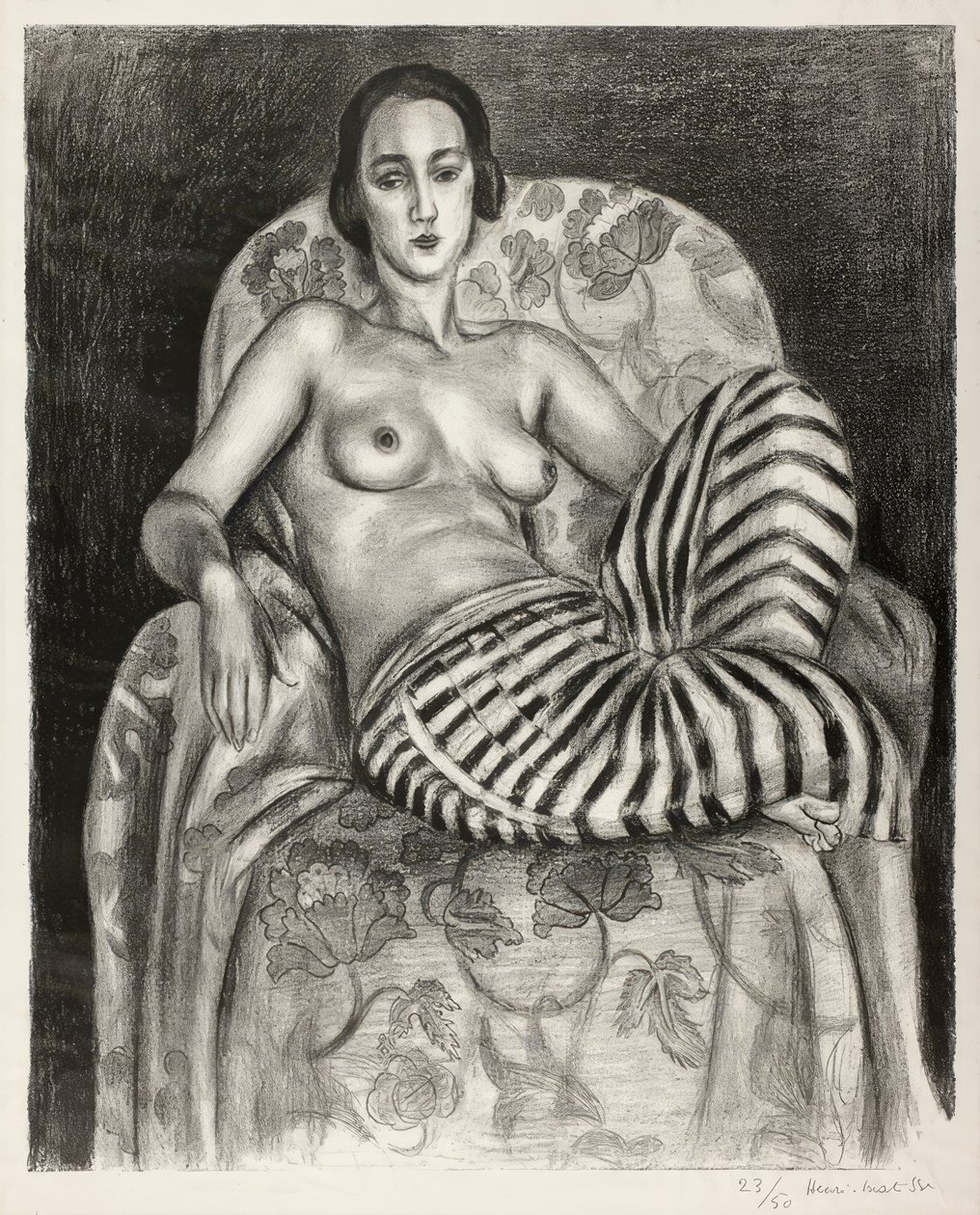 Odalisca grande de calças às riscas de Henri Matisse