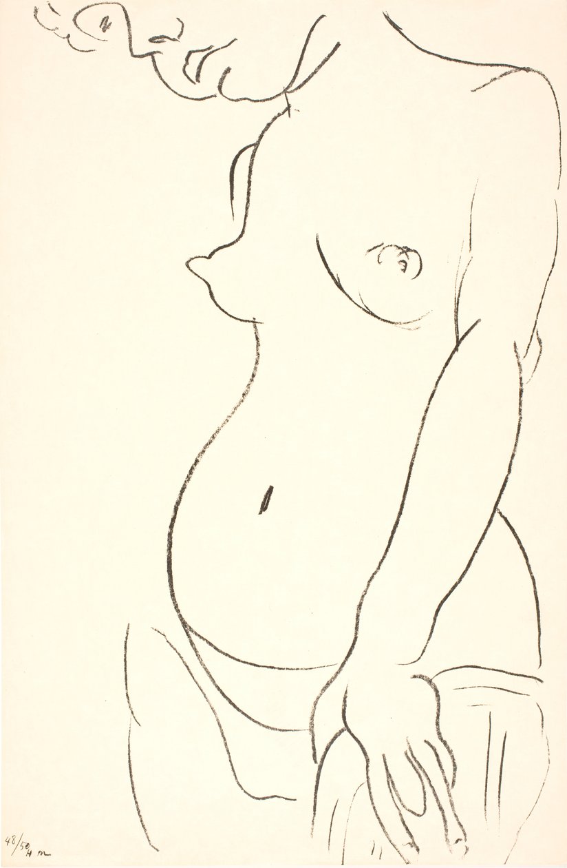 Mulher nua em meio-corpo, de três quartos voltada para a esquerda. A parte superior da cabeça está cortada de Henri Matisse