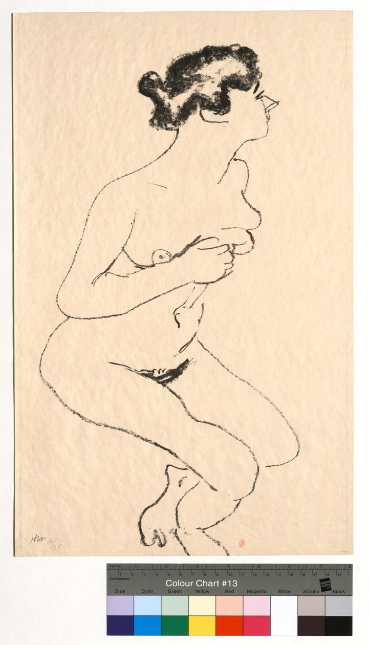 Nu agachado, de perfil, com cabelo preto de Henri Matisse