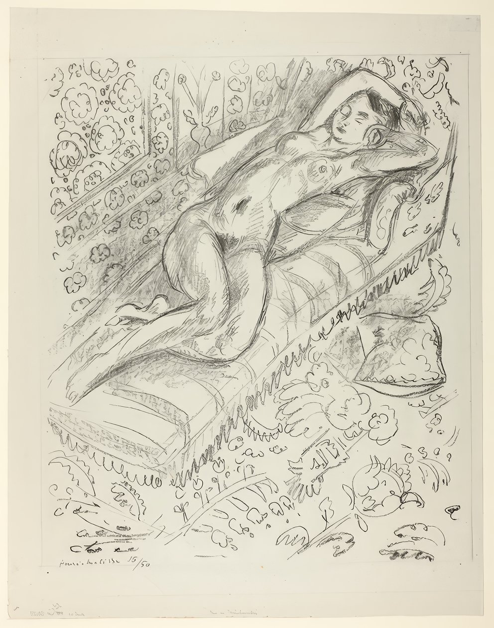Nu descansando numa espreguiçadeira com fundo Mashrabiya de Henri Matisse