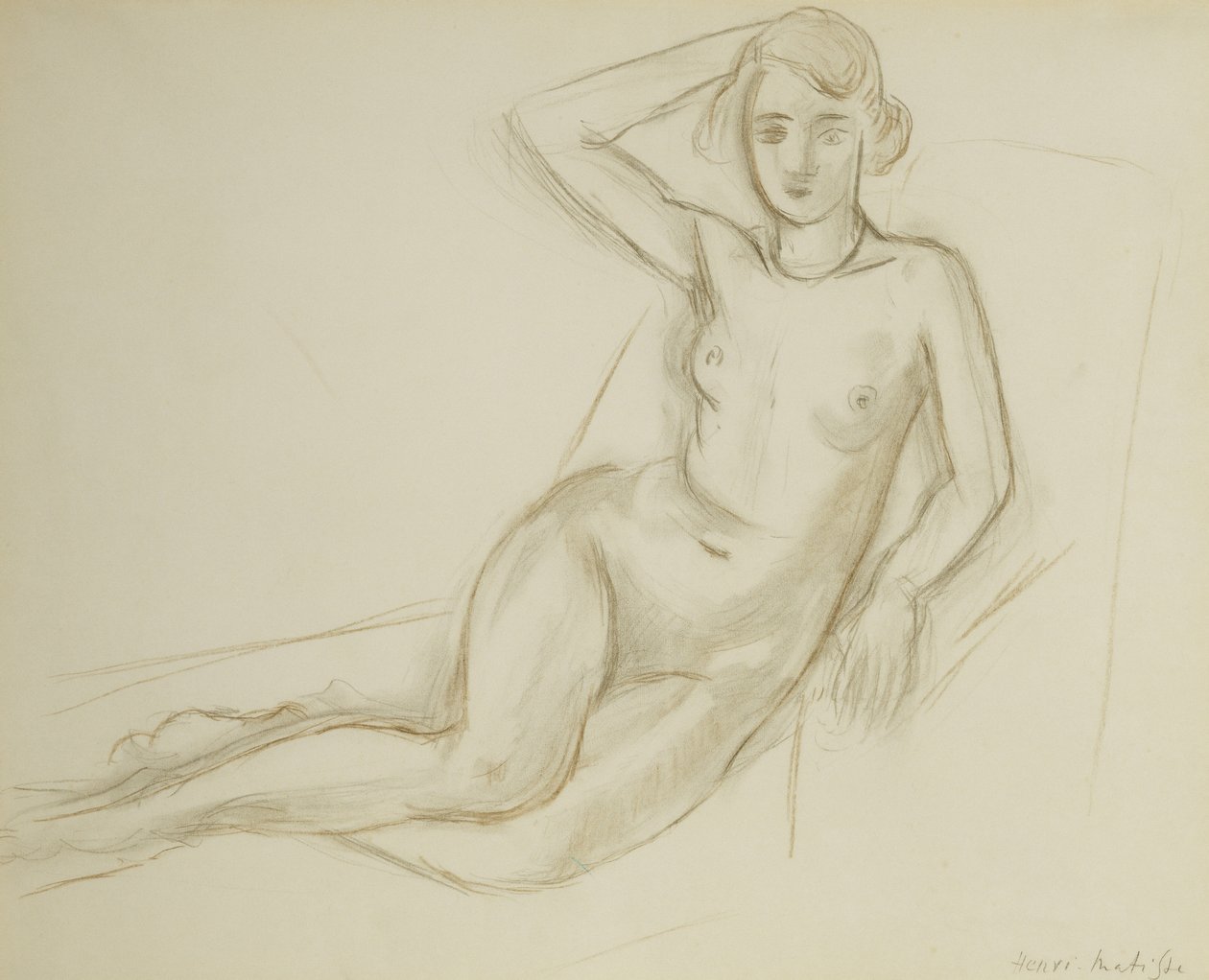 Nu sentado numa cadeira reclinável; Nu Assis sur une Chaise Longue de Henri Matisse