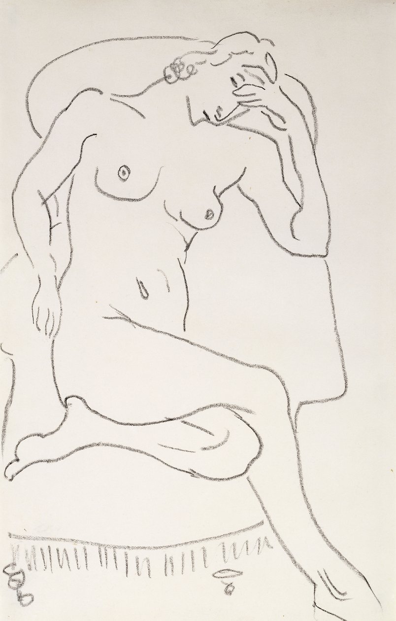 Mulher nua numa poltrona, c.1922-24 (lápis sobre papel) de Henri Matisse