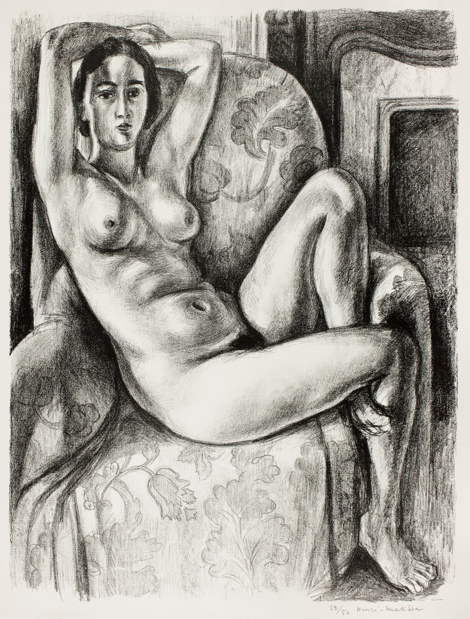 Nu com almofada azul junto a uma lareira de Henri Matisse