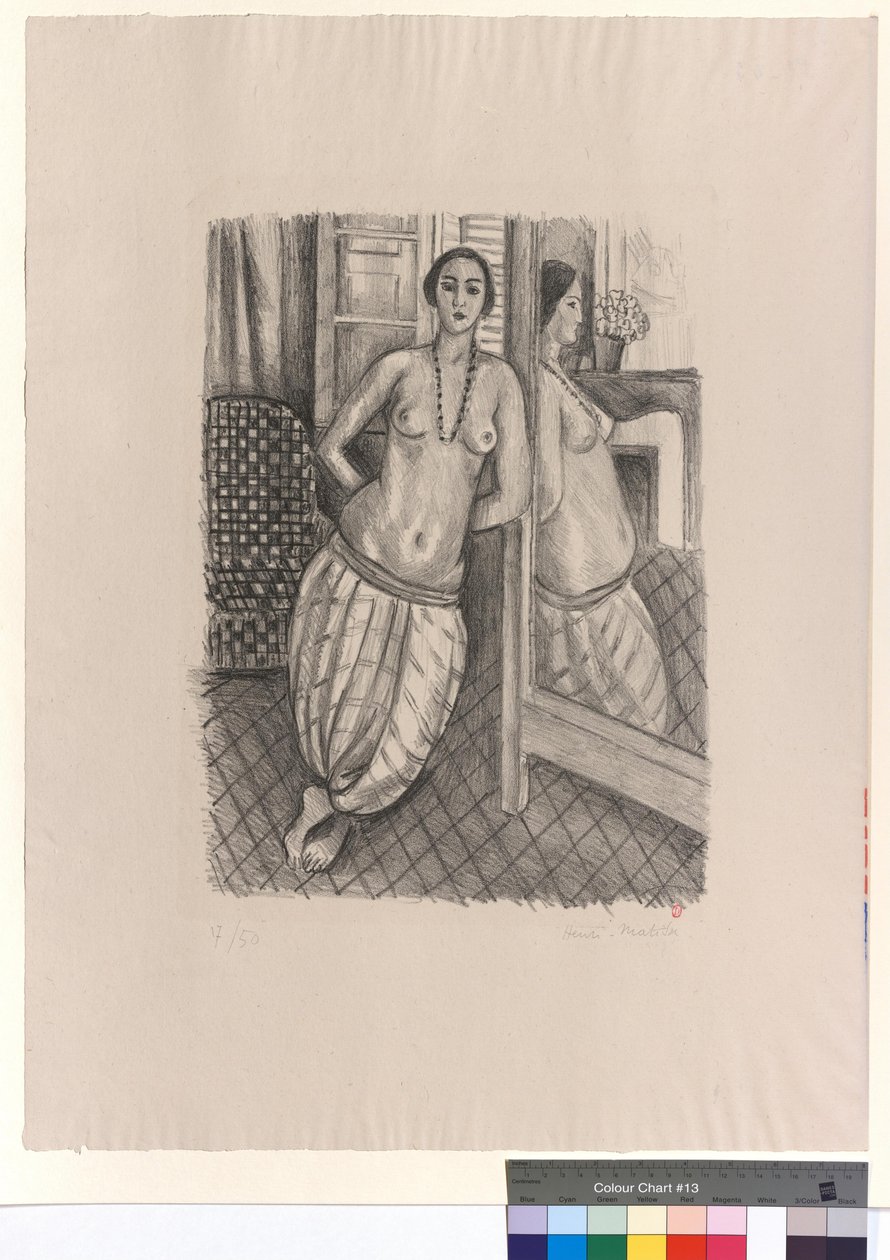 Odalisca com calções às riscas, refletida no espelho de Henri Matisse