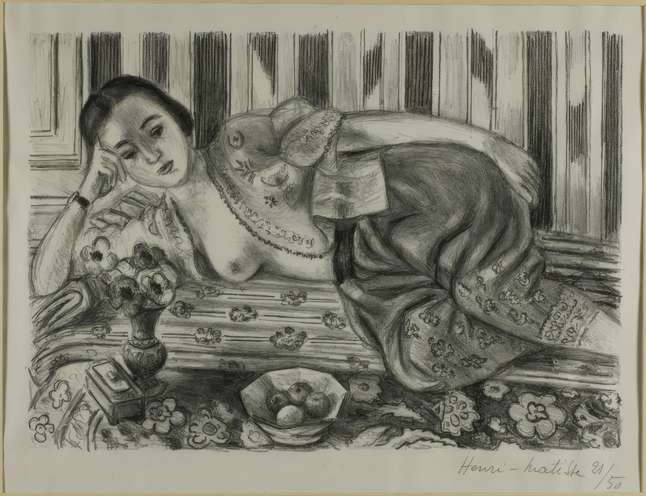 Odalisca com calças de cetim vermelho de Henri Matisse