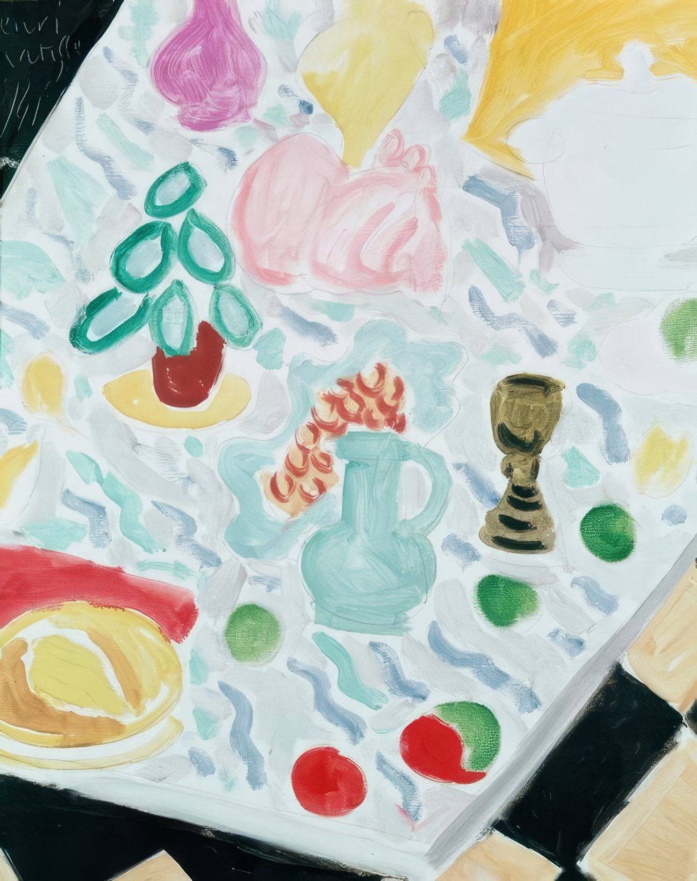 Cerâmica e vidro sobre uma mesa de mármore de Henri Matisse
