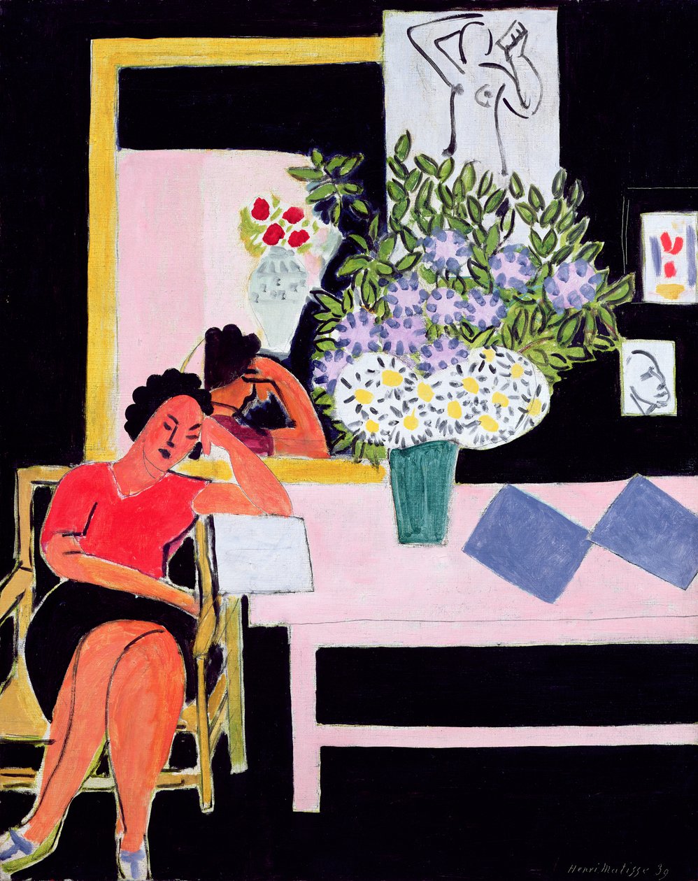 Leitor sobre um fundo preto de Henri Matisse