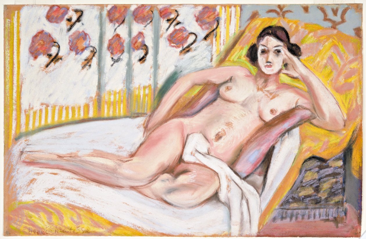 Nu reclinado (Nu Allonge) c.1925 (pastel sobre papel flocado) de Henri Matisse