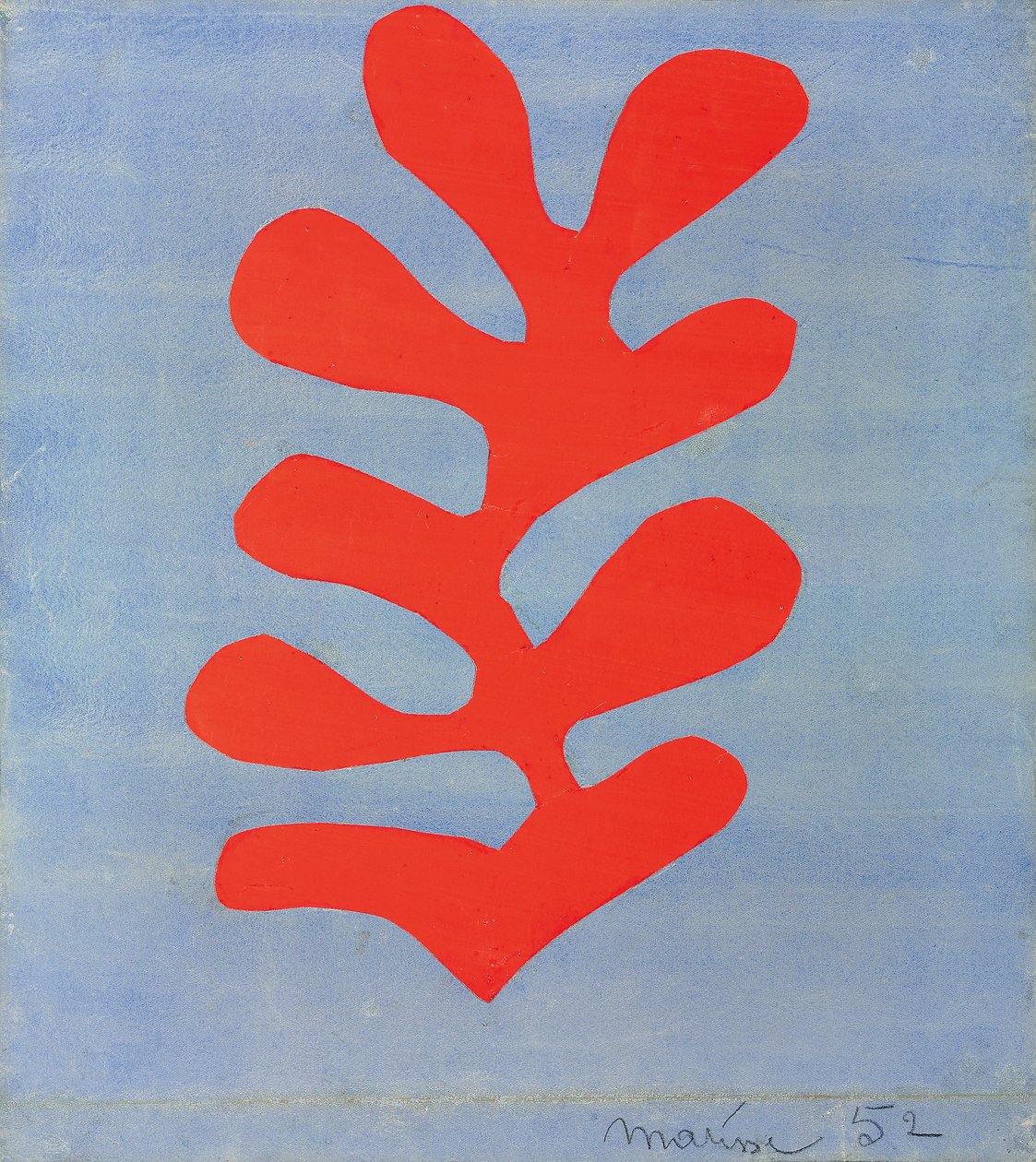 Algas vermelhas sobre fundo azul-celeste de Henri Matisse