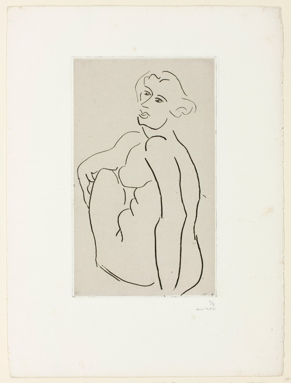 Mulher nua sentada, vista de três quartos de Henri Matisse