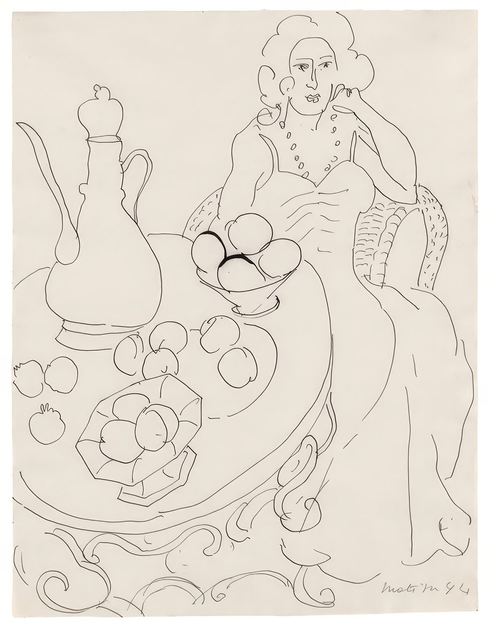 Mulher sentada diante de uma mesa de servir de Henri Matisse
