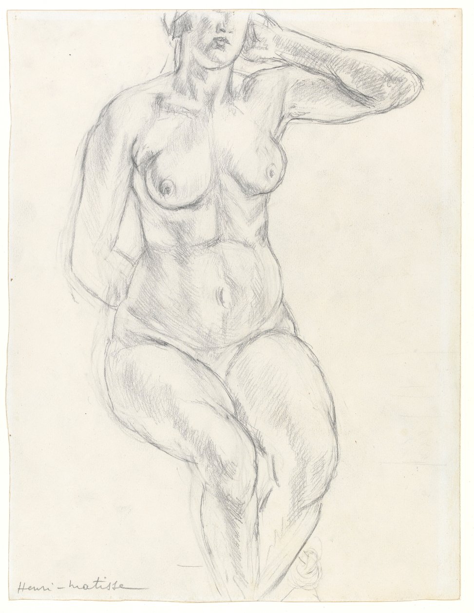 Nu sentado, c.1918 (grafite e giz preto sobre papel) de Henri Matisse