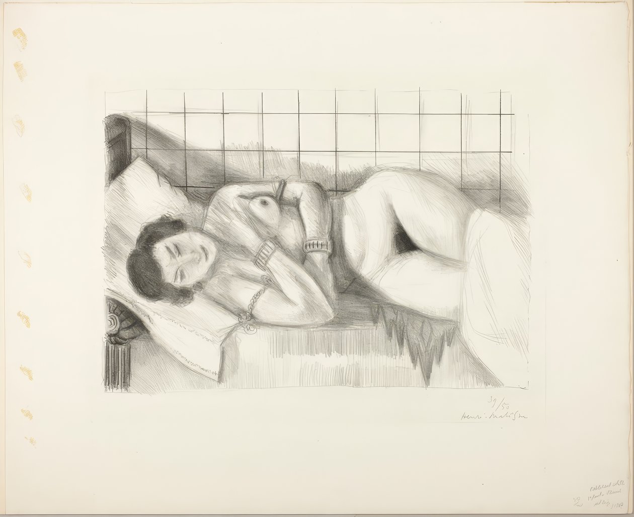 Nua a dormir, com os joelhos cobertos por um xaile de Henri Matisse