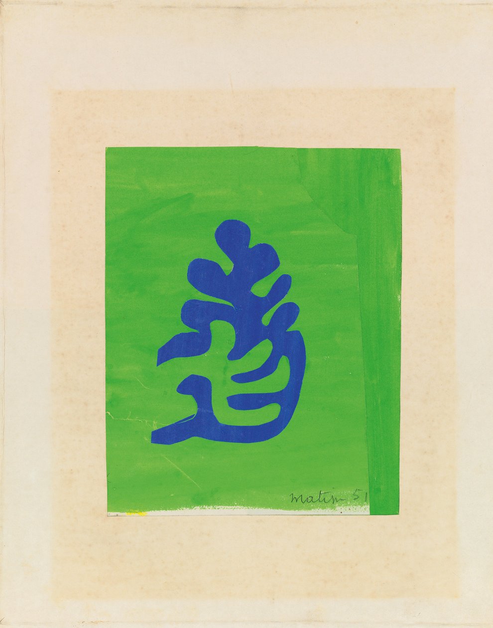 Pequeno arabesco azul sobre um fundo verde de Henri Matisse