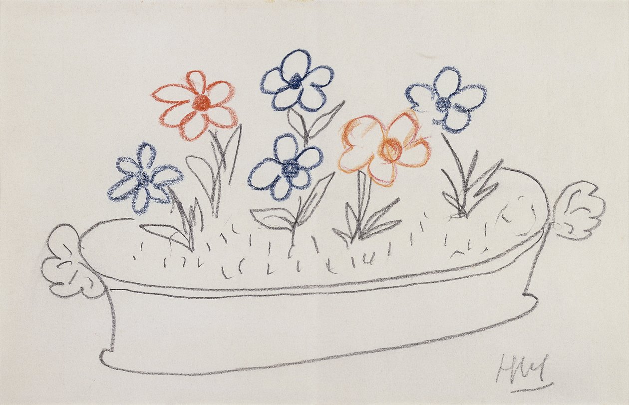 Algumas flores (lápis e lápis de cor sobre papel) de Henri Matisse