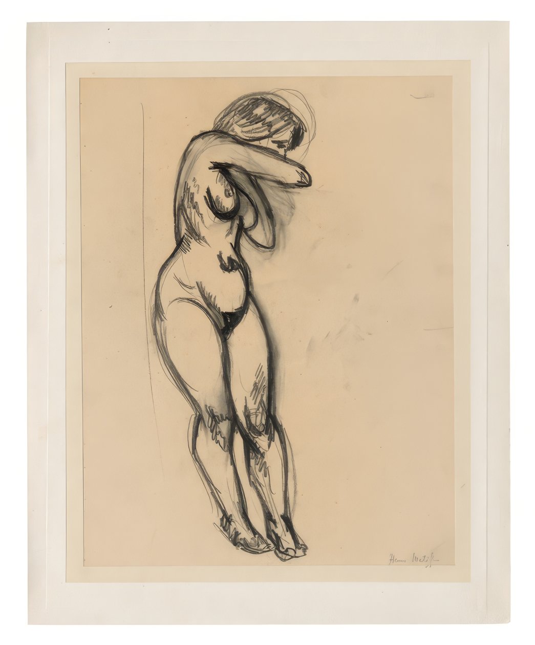 Mulher nua, de pé, a torcer-se para trás de Henri Matisse