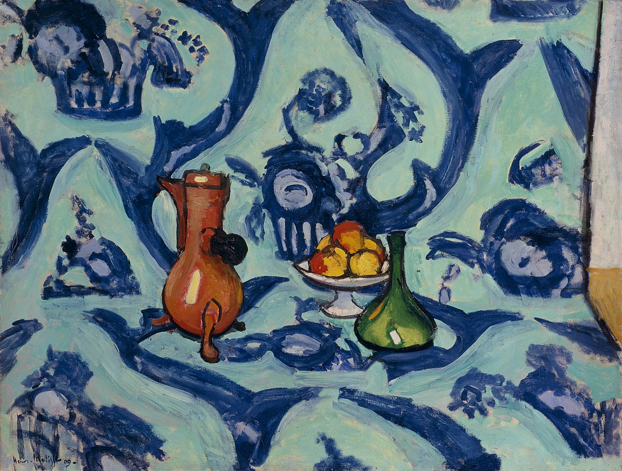 Natureza morta com toalha de mesa azul de Henri Matisse