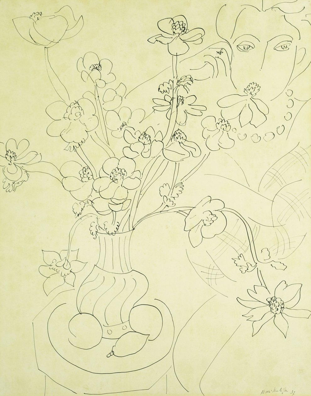 Estudo para Anémonas e Mulher, Harmonia em Azul de Henri Matisse