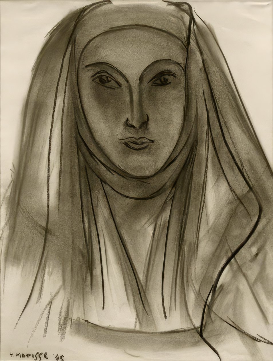 A Freira (Estudo para Letras Português) de Henri Matisse