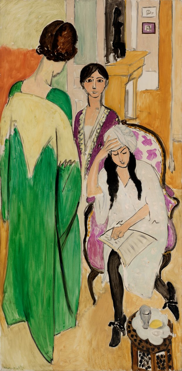 Três irmãs com uma escultura africana de Henri Matisse