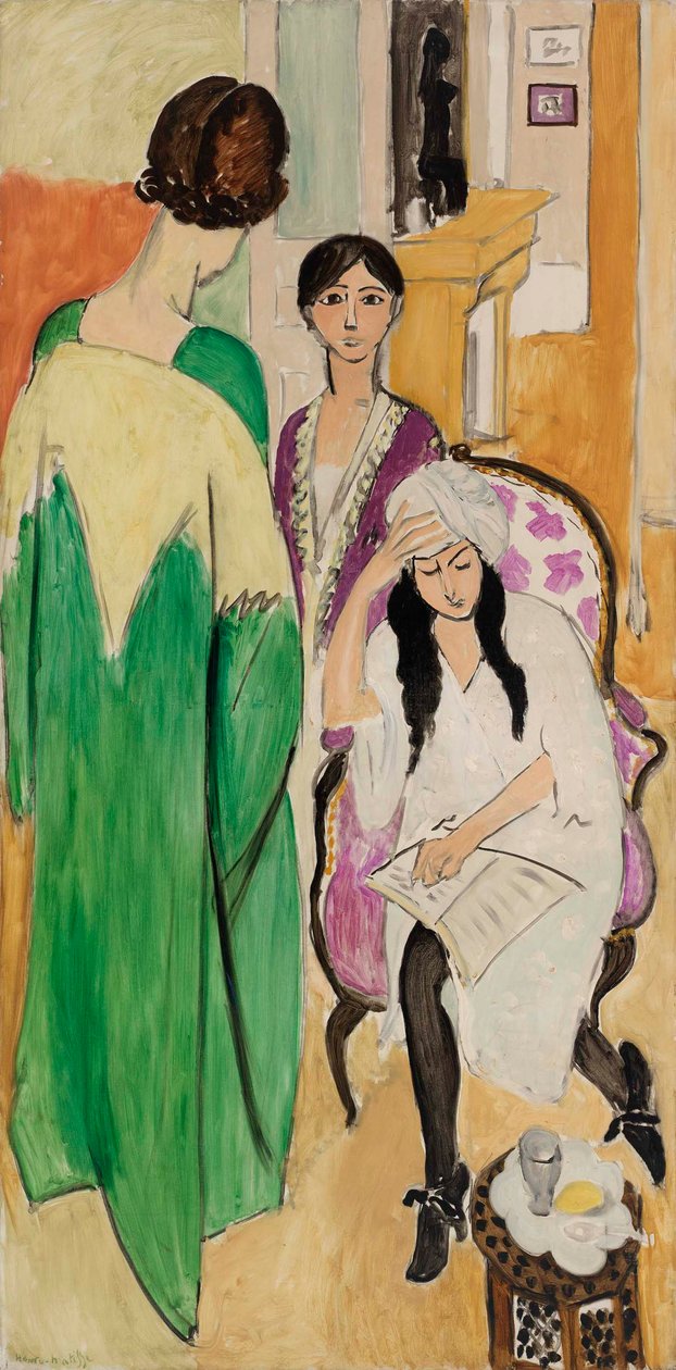 Três irmãs com uma escultura africana de Henri Matisse