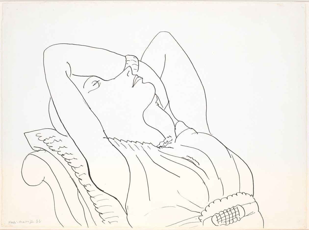 Mulher reclinada com os braços sobre a cabeça, meia figura de Henri Matisse