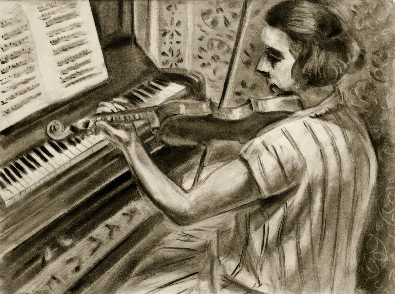 Um jovem violinista em frente a um piano de Henri Matisse