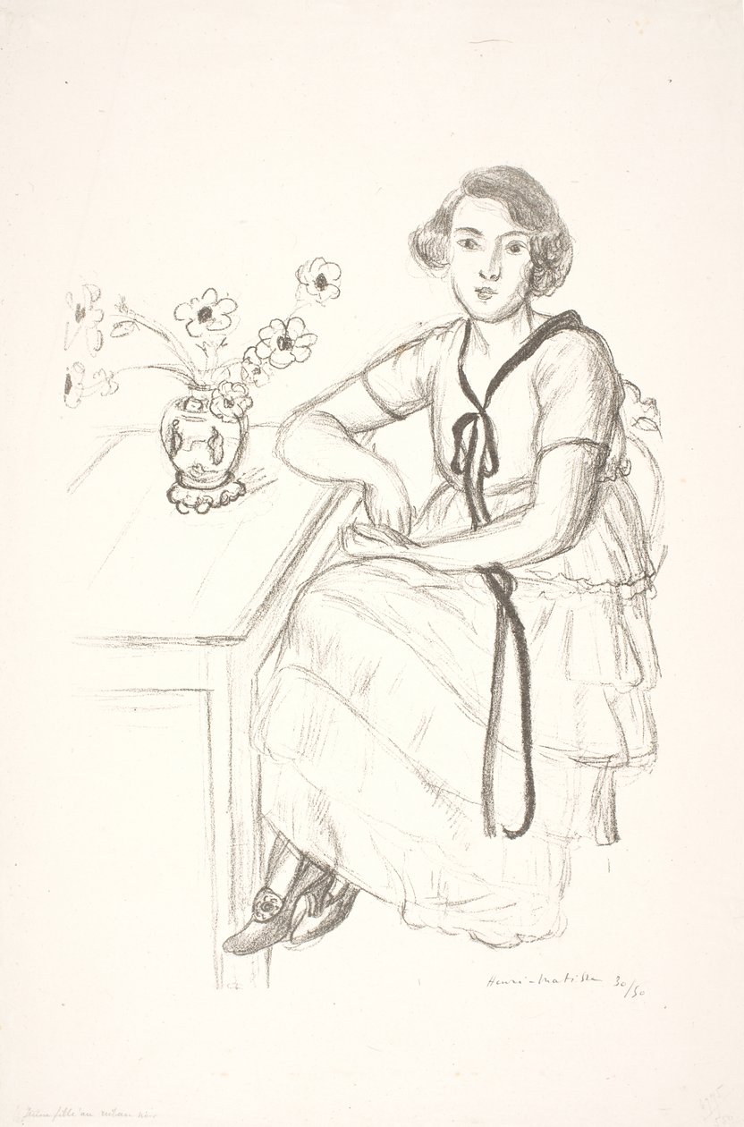 Jovem mulher com fita decorativa preta de Henri Matisse