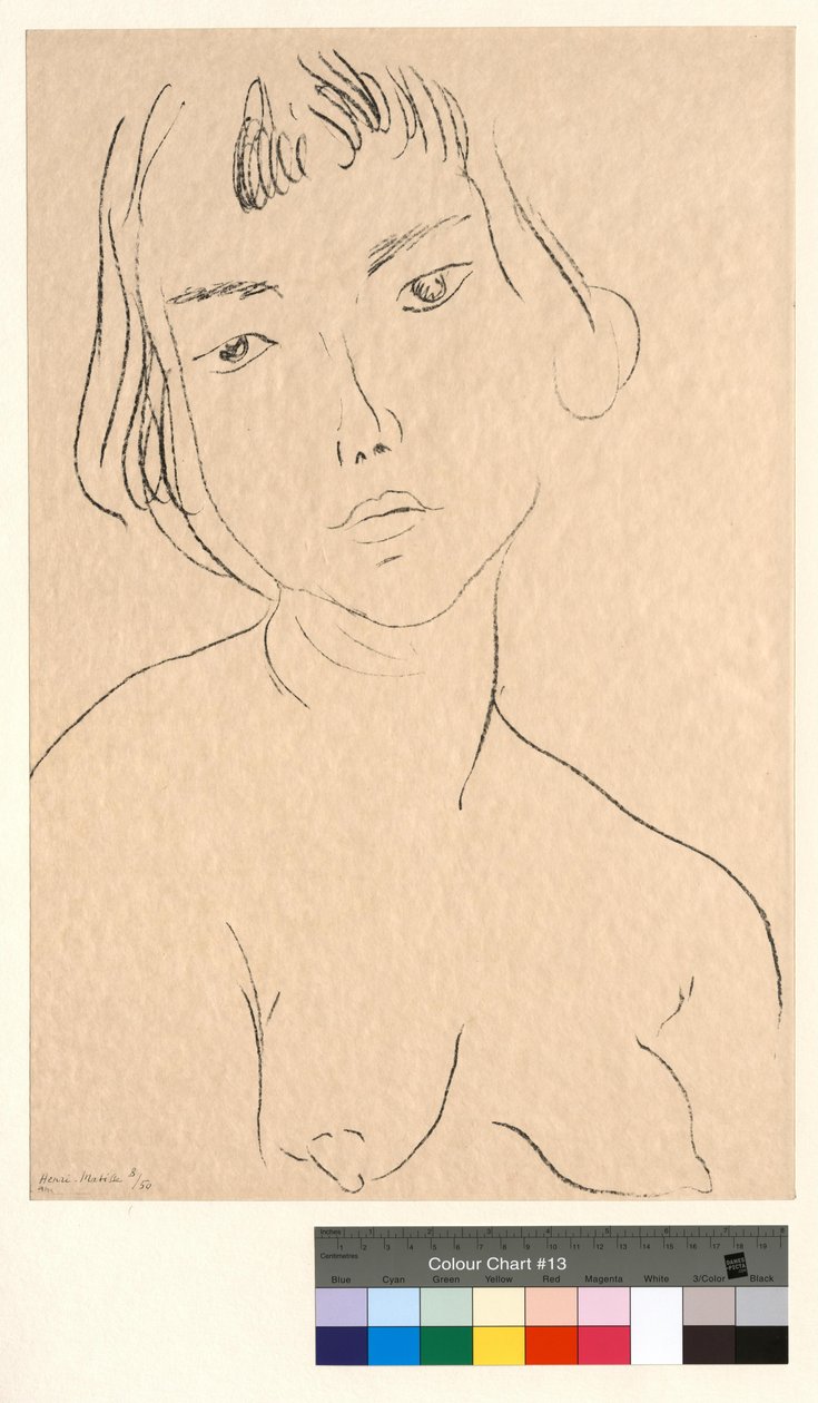Rosto ligeiramente inclinado para a esquerda de Henri Matisse