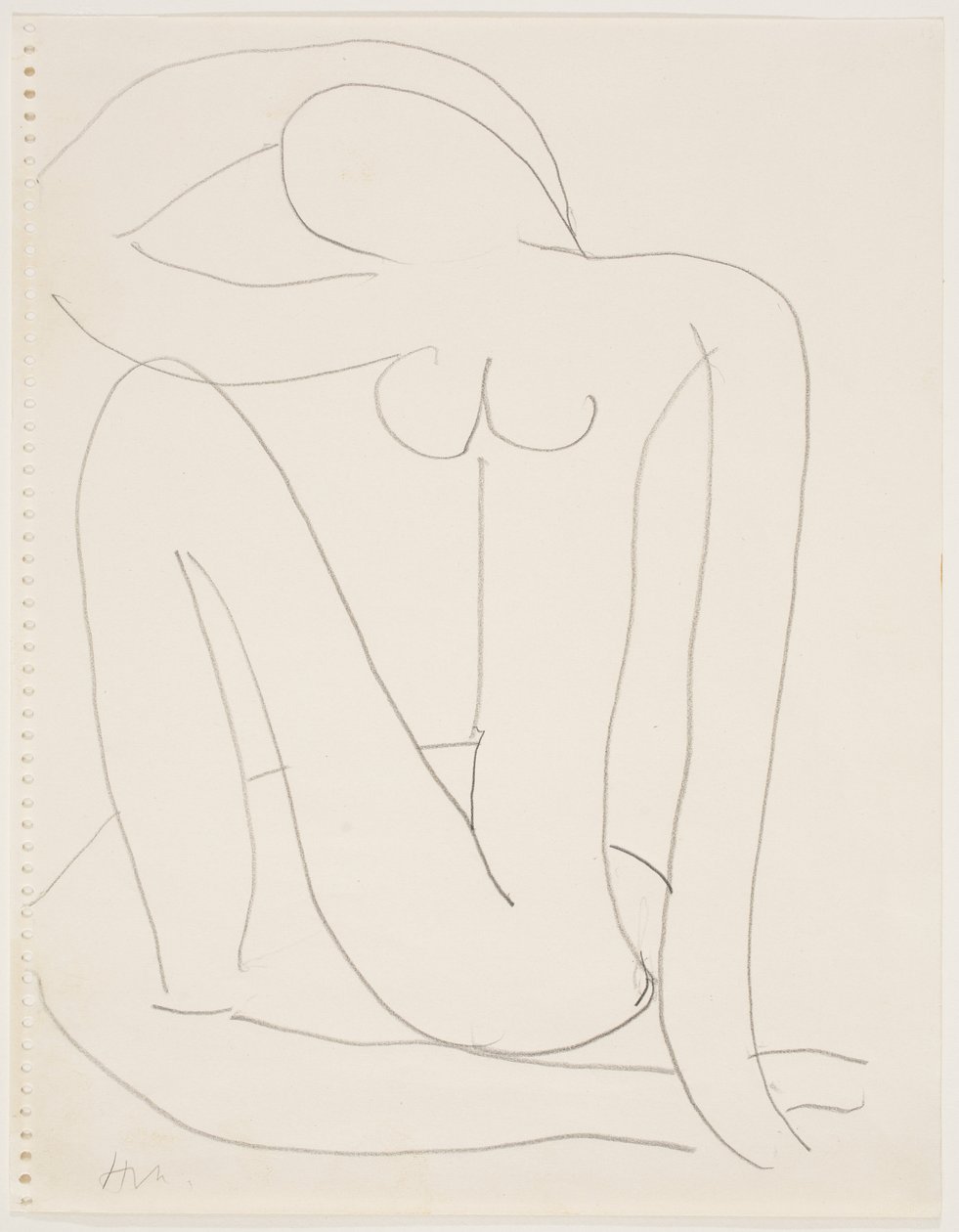 Mulher sentada com o braço na cabeça (lápis sobre papel) de Henri Matisse