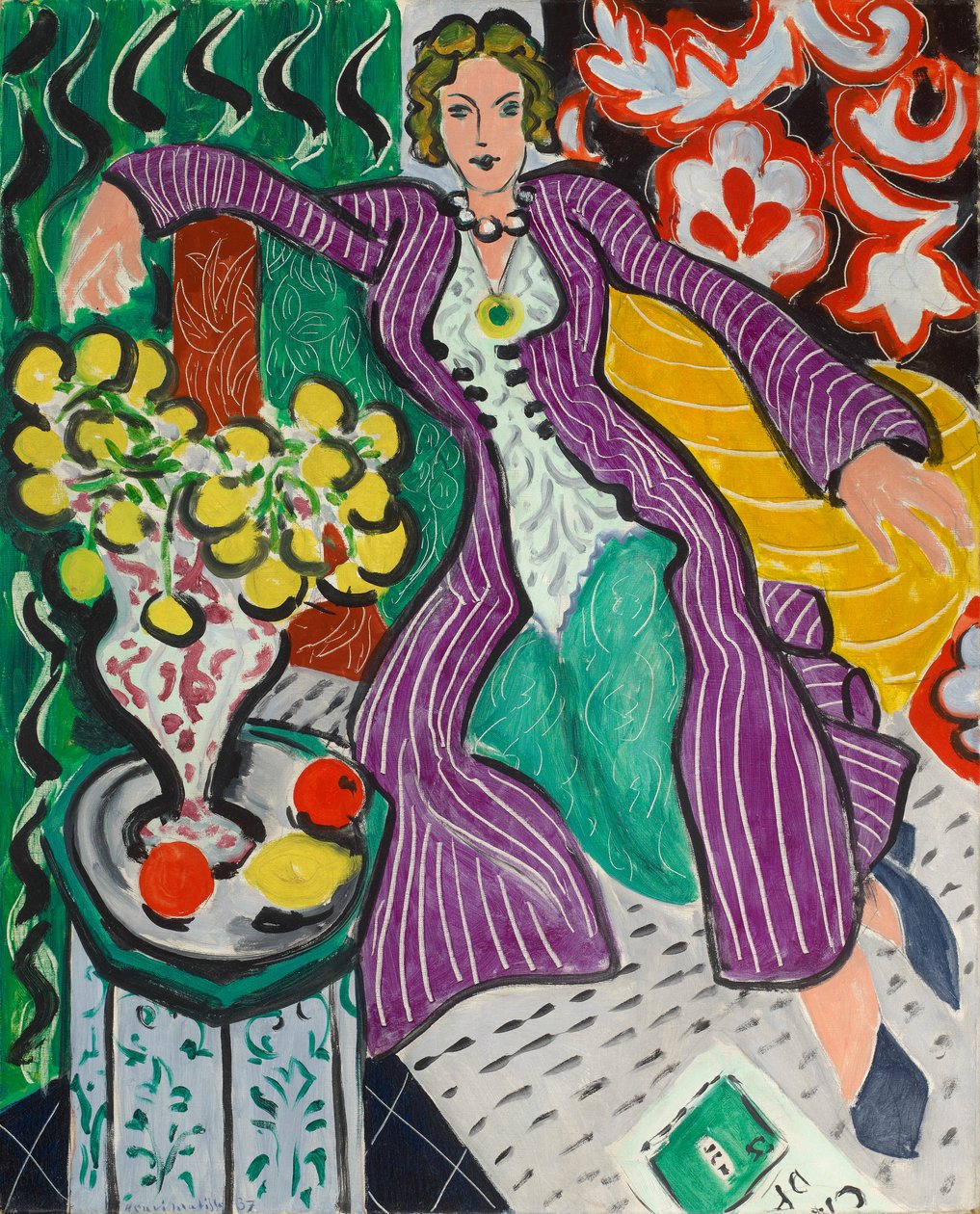 Mulher com um casaco roxo de Henri Matisse
