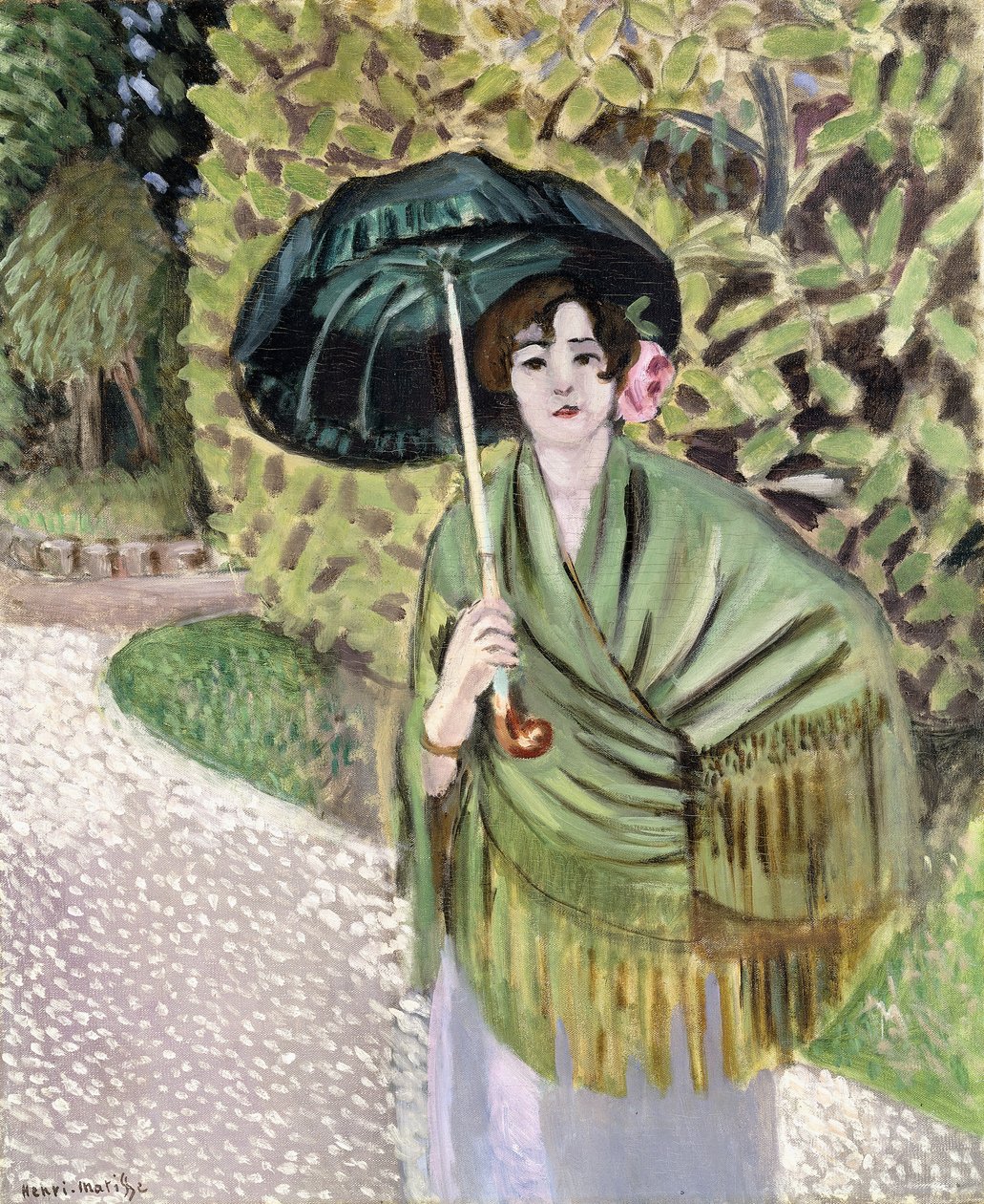 Mulher com um guarda-sol verde de Henri Matisse