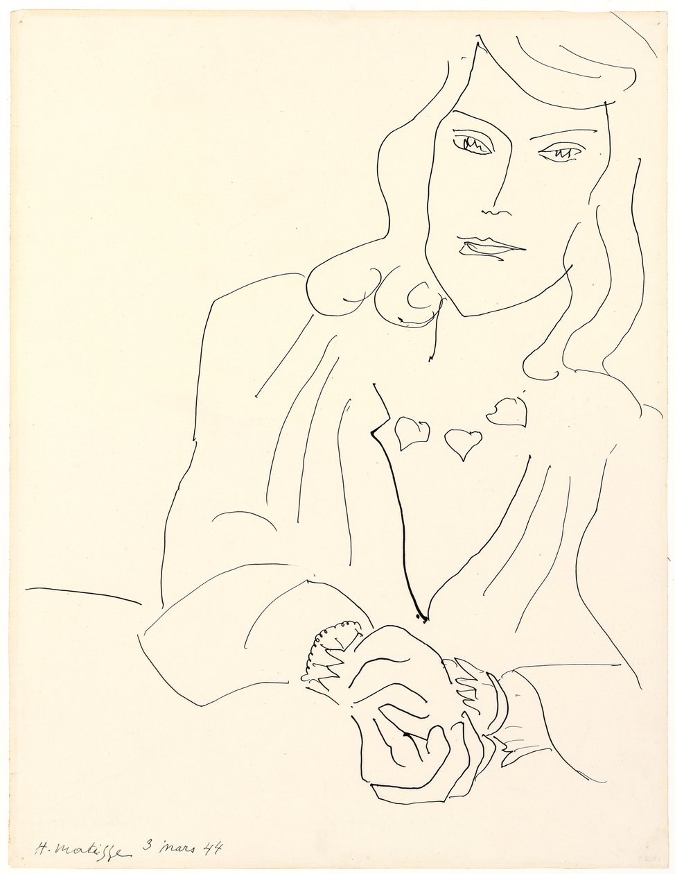 Cabeça de mulher com um colar de Henri Matisse