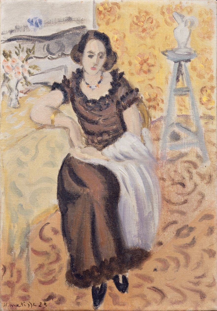 Jovem rapariga com um vestido de tafetá preto de Henri Matisse