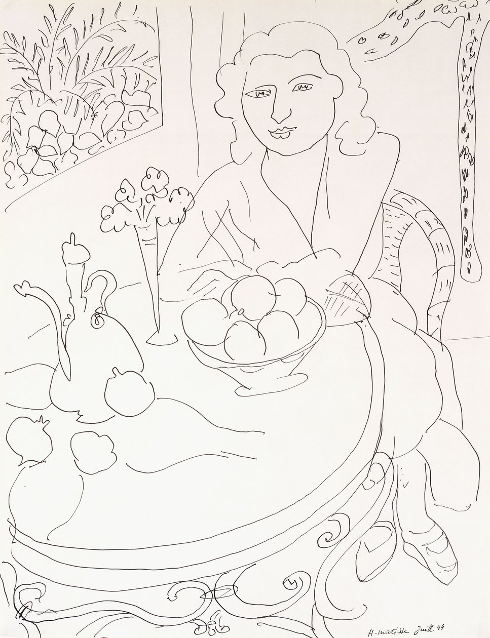 Mulher jovem à mesa de Henri Matisse
