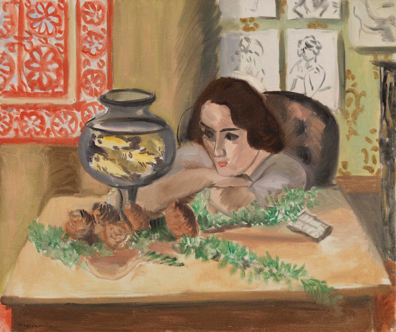 Mulher jovem diante de um aquário (Jeune fille devant un aquarium) de Henri Matisse