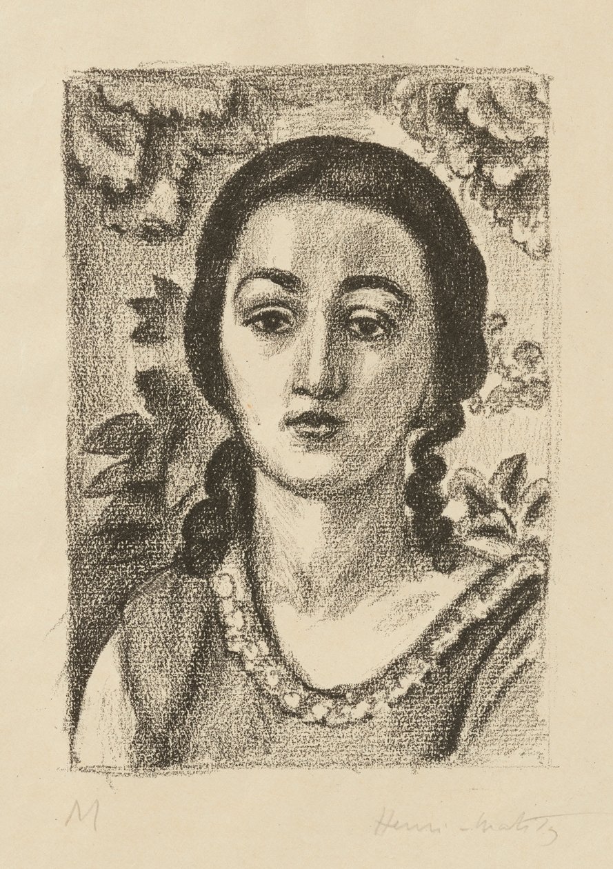 Jovem mulher com caracóis castanhos de Henri Matisse