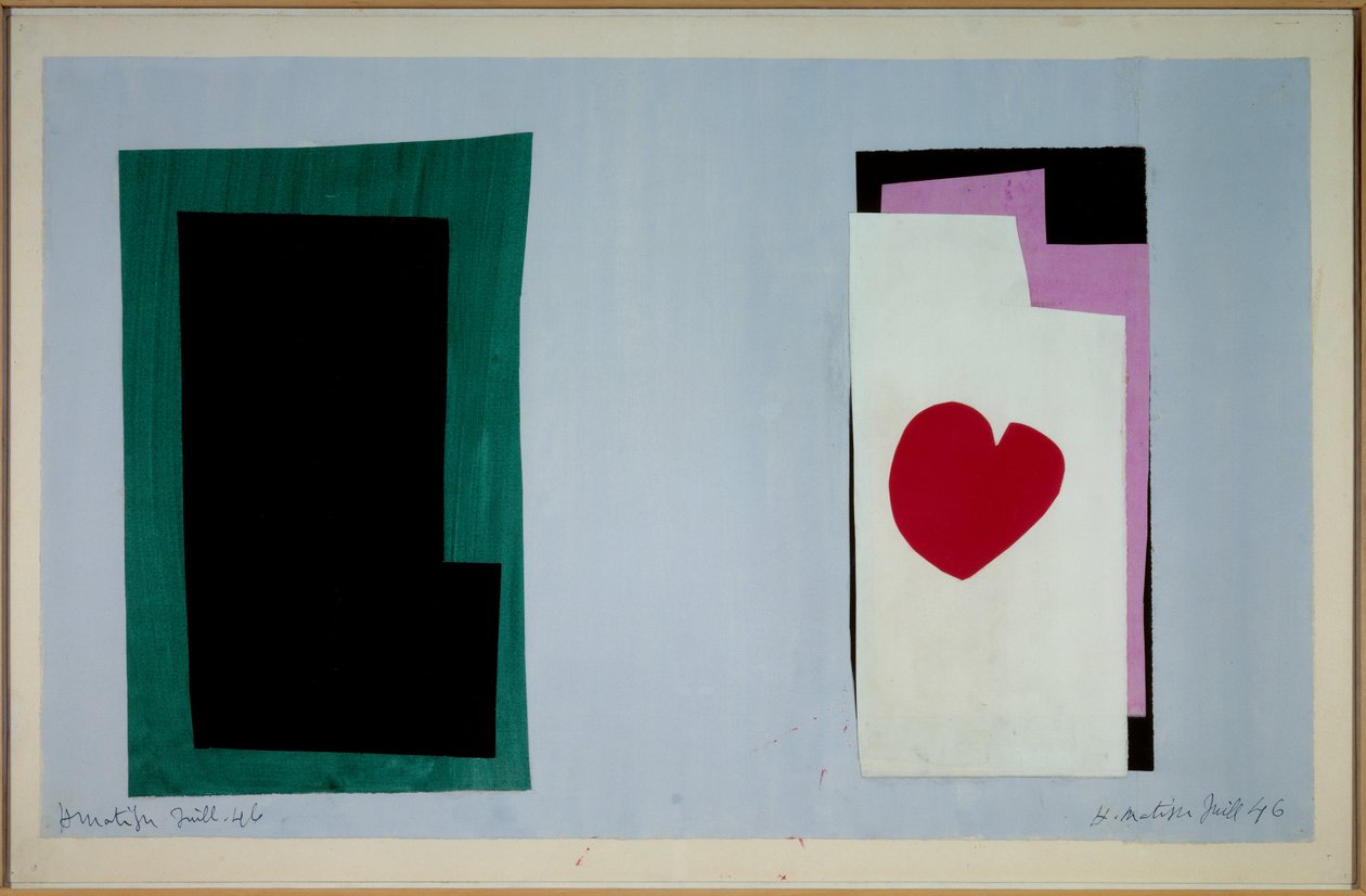 jazz - le coeur 1943 (guaches, recortes e colagens sobre papel montado em tela) de Henri Matisse