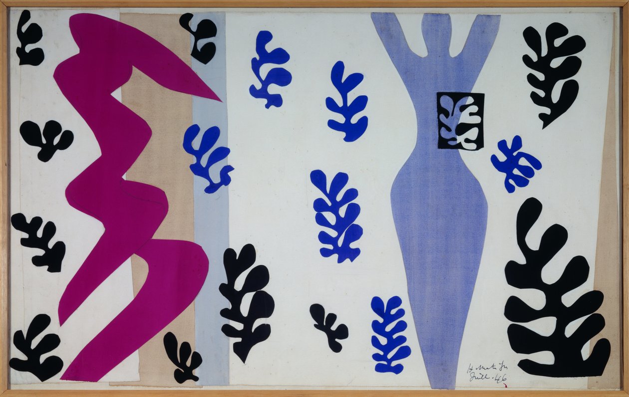 jazz - le lanceur de couteaux 1943 (Guache recortado e colado sobre papel montado em tela) de Henri Matisse