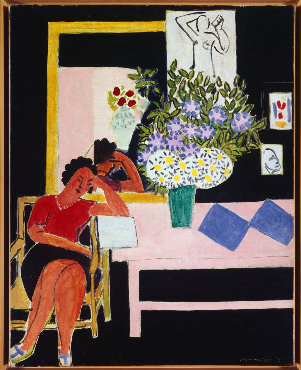 liseuse sur fond noir 1939 (óleo sobre tela) de Henri Matisse