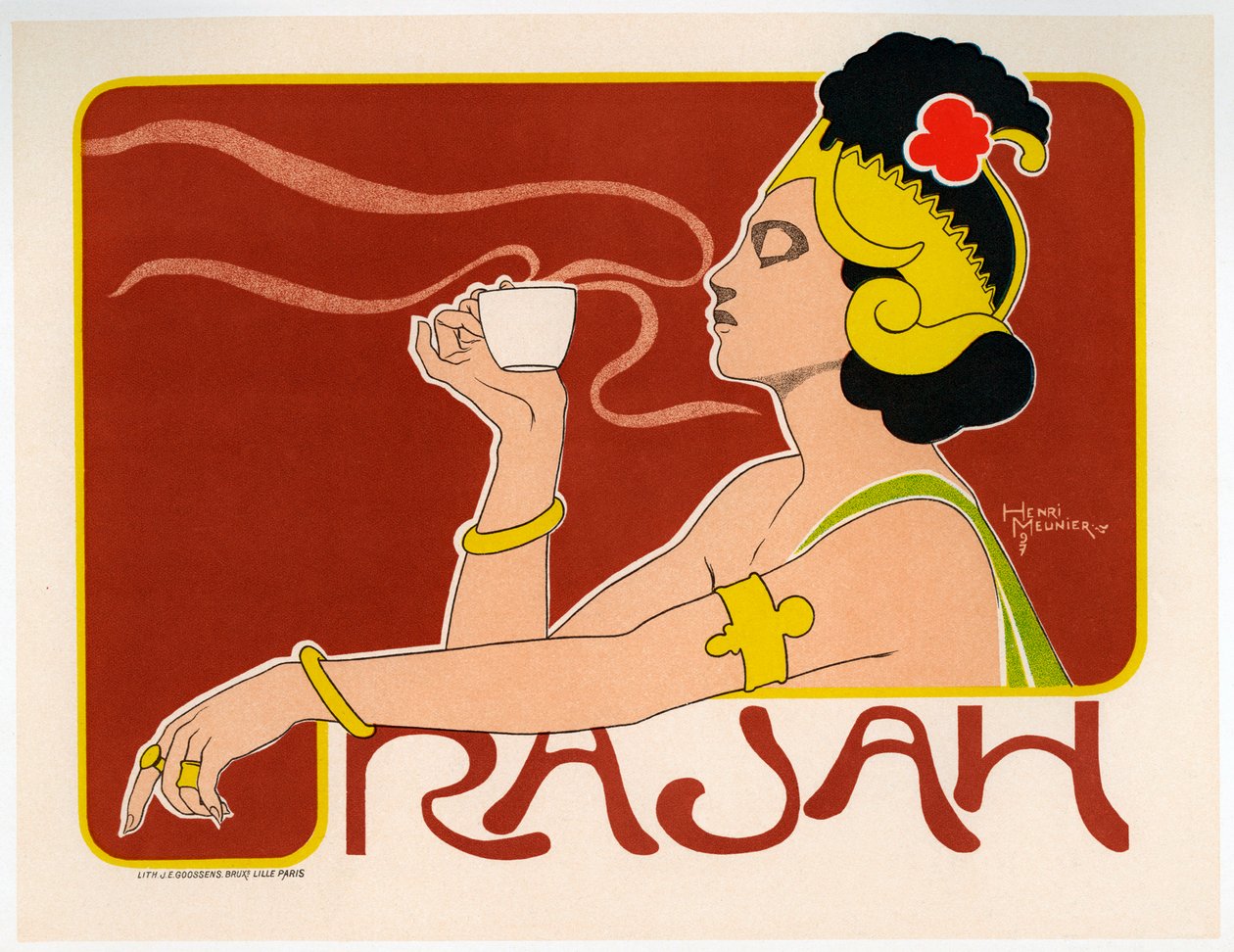 Pôster Rajah Coffee, 1897 de Henri Meunier