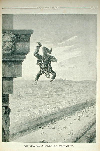 Um suicídio no Arco do Triunfo, do Le Petit Journal, 8 de maio de 1898 de Henri Meyer