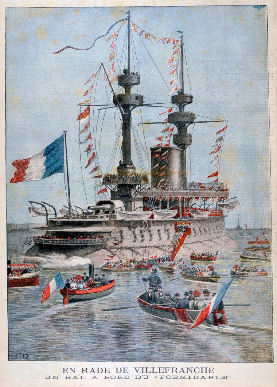 Uma bola a bordo do navio de guerra Formidable, Villefranche Harbour, França, 1896 de Henri Meyer