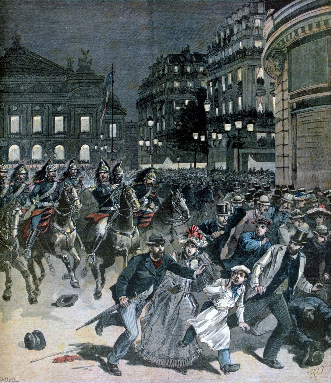 Uma representação da ópera Lohengrin, Place de lOpera, 1891 de Henri Meyer