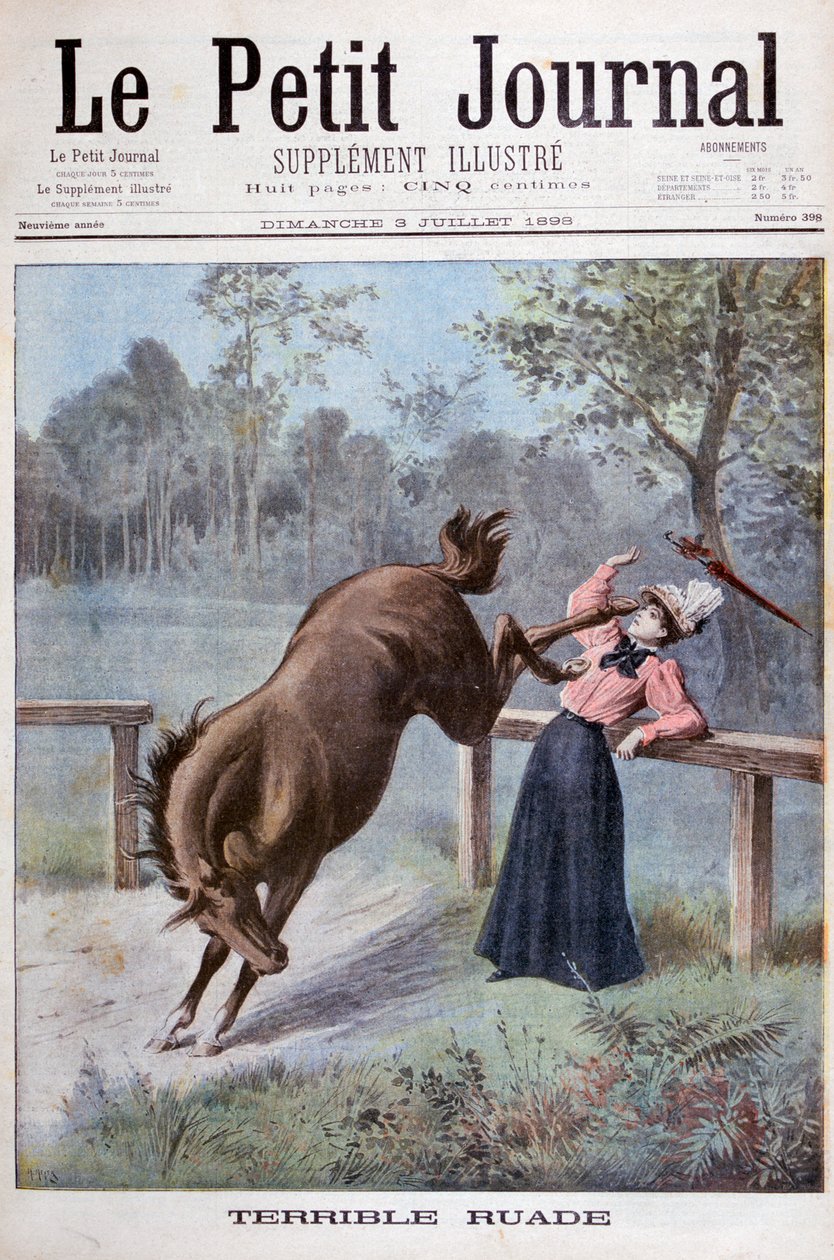 Uma jovem é chutada por um cavalo, 1898 de Henri Meyer